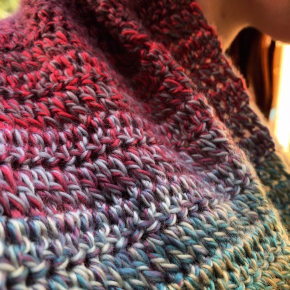 Handmade Crochet Unisex Extra Long Oversized Colorful Scarf with Fringe - Picture 4 of 10